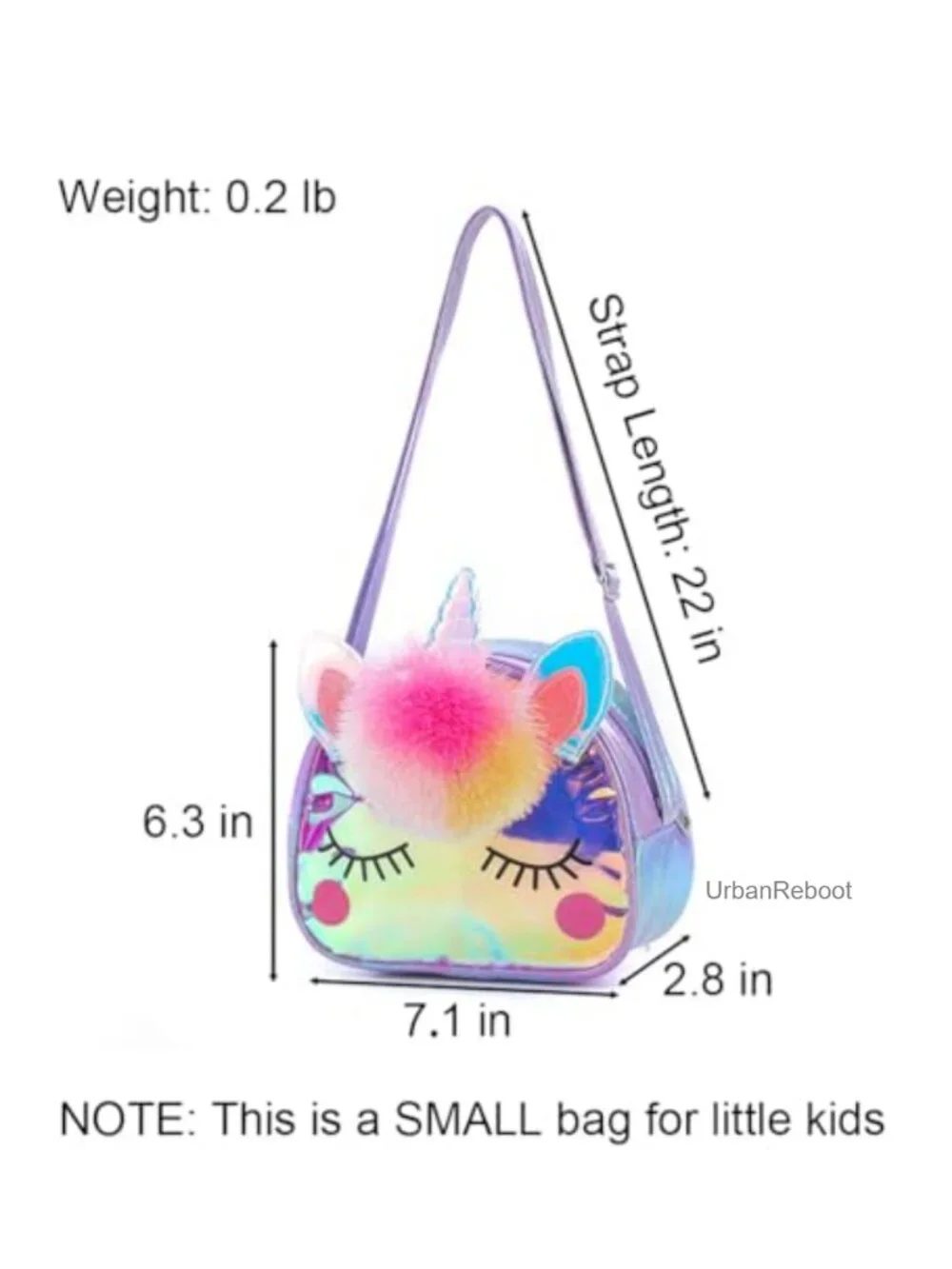 Girls Crossbody Bag Mini TPU Unicorn Purse Adjustable Strap Small Kids Sling